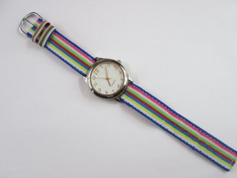 Contemporary WRIST WATCH, Japan Quartz Movement, Stainless Steel, Woven Adjustable Band