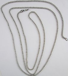 Vintage Chain NECKLACE, Individual RHINESTONES, Silver Tone Base Metal, Appx 50' Long, Clasp Closure