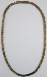 Vintage Flat Chain NECKLACE, Basic Interlocking Design, Approximately 22' Length, Gold Tone Base Metal, Clasp