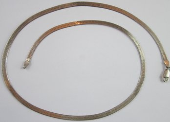 Vintage FLAT CHAIN Necklace, Approximately 16' Length, STERLING .925 SILVER, Made In ITALY, Clasp Closure
