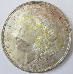 Authentic 1921P MORGAN SILVER Dollar $1.00, Philadelphia Mint, 90 Percent SILVER, United States