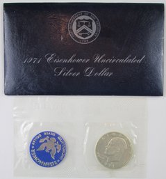 Authentic 1971S EISENHOWER DOLLAR $1.00, San Francisco Mint, 40 Percent SILVER, Brilliant Uncirculated, US