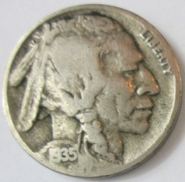 Authentic 1935P BUFFALO NICKEL $.05, Philadelphia Mint, Discontinued Style, United States Type Coin