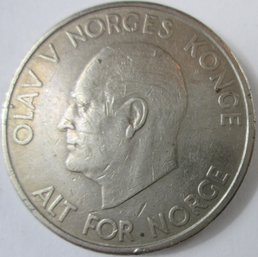 Authentic NORWAY Issue Coin, Dated 1964, Ten 10 KRONER Denomination, Discontinued Design Copper Nickel Content