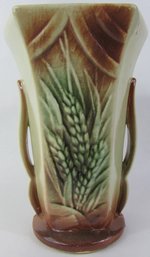 Vintage MCCOY Art Pottery, WHEAT Pattern Vase, Flared Shape, Glazed Finish,  Appx 8.25,' Made In USA