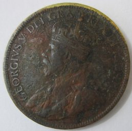 Authentic CANADA Issue Coin, Dated 1918, One $.01 Denomination, Depicts GEORGE V, Discontinued Copper Content
