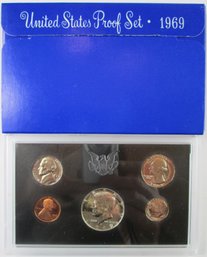 SET Of 5 COINS! Authentic 1969S PROOF SET, Uncirculated, 40 Percent SILVER Kennedy Half, United States