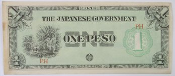 Authentic Japanese PHILIPPINES Issue, CRISP 1943 Series Note, Genuine One 1 PESO Currency Bill