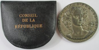 Authentic France Issue, Commemorative CONSEIL Medal Dated 1958, High Relief, Large Size, Bronze Composition