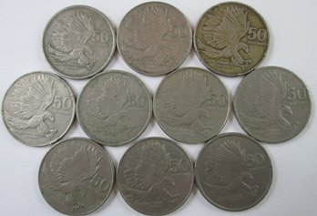 Set 10 Coins! Authentic PHILIPPINES Issue Coins, Mixed Dates, Fifty 50 SENTIMOS, Copper Nickel Content