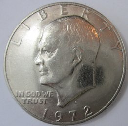 Authentic 1972D EISENHOWER DOLLAR $1.00, Denver Mint, Clad Composition, Discontinued United States