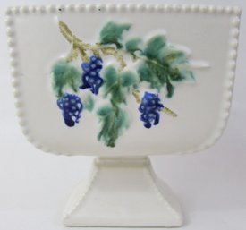 Vintage MCCOY Art Pottery, Antique CURIO Pattern FLOWER POT PLANTER, WHITE Glaze,  Appx 5,' Made In USA