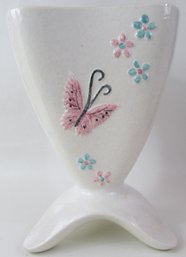 Vintage HULL Art Pottery, BUTTERFLY Pattern Vase, TRIPOD Shape, Glazed Finish,  Appx 10.5,' Made In USA