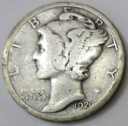 Authentic 1920P MERCURY SILVER DIME $.10, Philadelphia Mint, 90 Percent Silver, Discontinued United States