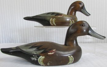 Set Of 2! Vintage DUCK DECOYS, Hand Decorated, Wood Construction, Finely Detailed, Appx 15'