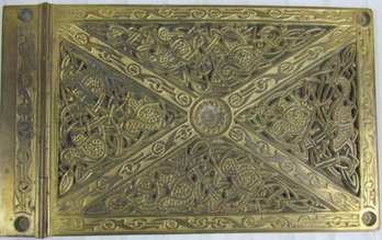 Signed TIFFANY STUDIOS, Early NOTE PAD Desktop Cover, Bronze, Solid, Approx 7.5' Wide