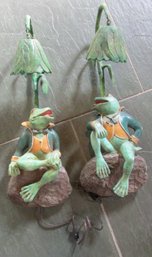 Set Of 2! Whimsical SINGING FROG Design, Electric Light Fixtures, Wall Mounted, Approx 26' Long