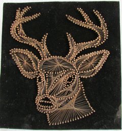 Vintage STRING ART, Detailed STAG DEER Subject, Unusual COPPER WIRE Construction Appx 11.5,' Unframed