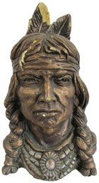 Signed UNIVERSAL STATUARY Corp, Vintage Bust Of A NATIVE AMERICAN CHIEF, Circa 1966, Appx 11'