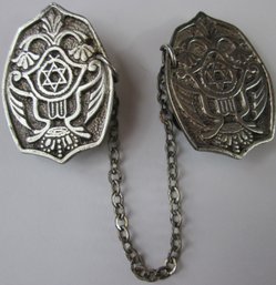 Vintage SWEATER CLIP Set, Decorated With STAR OF DAVID, Sterling .925 Silver Construction