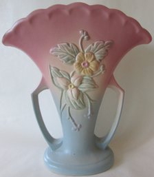 Vintage HULL Art Pottery, Large FAN FLOWER Vase, WILDFLOWER Pattern, Matte Glaze,  Appx 11,' Tall, Made In USA