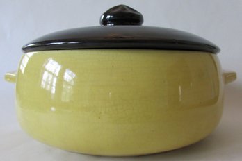 Vintage MCCOY Art Pottery, Covered BEAN POT, Gloss YELLOW Glaze, Appx 8.5' Wide, Made USA