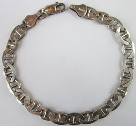 Vintage CHAIN Bracelet, Interlocking LINK Design, Sterling 925 Silver, Made In ITALY, Functional Clasp Closure