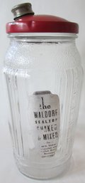 Vintage WALDORF Brand, SEALTOP MIXER SHAKER, Depression Era GLASS, RED Metal Lid, Approx 8' Tall