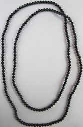 Vintage Single Strand Necklace, BLACK Mini Beads, Slip Over Style, Approximately 34' Length