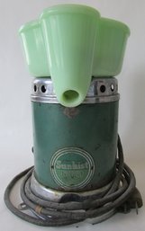 Vintage SUNKIST Brand, Depression Era Kitchenware, Electric JUICER, JADEITE Green Glass, Approx 9' Tall