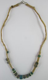 Vintage Bead NECKLACE, Braided Macrame Style, Multicolor Beads, Approximately 18' Length, Hook Closure