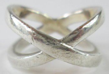 Contemporary Finger RING, Double XX Design, STERLING .925 Silver, Approximate Size 5
