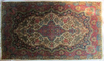 Imported Vintage Persian Style Area Rug, Intricate Floral Pattern, Tan Background, Approx 36' X 62'
