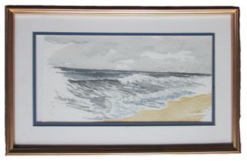 Signed TAYLOR, Original Watercolor On Paper, Entitled 'MONTAUK BEACH,' Approx 19' X 12,' Circa 1994, Framed