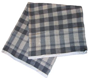 Vintage BLANKET, Gray & Off White BUFFALO CHECK Border Design, All Wool Content, Appx 60' X 67'