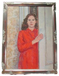 Signed DORSEY, Original PAINTING On Canvas, Portrait Of A Woman, Appx 40' X 31' Size, Nicely Framed