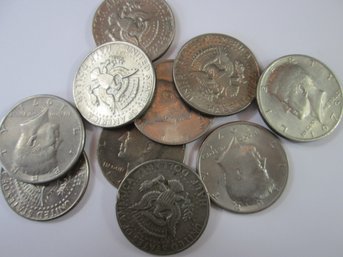 Set Of 10 Coins! Authentic KENNEDY Half Dollar $.50, Mixed Dates, Copper Nickel Clad, Discontinued