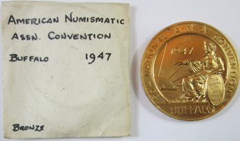 Authentic ANA American Numismatic Association, BUFFALO NY Dated 1947, Commemorative Medal, Bronze Tone