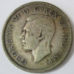 Authentic CANADA Issue Coin, Dated 1942, STAG Quarter $.25 Cents, Depicts George VI, Silver Content