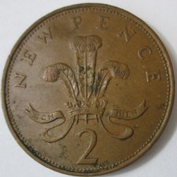 Authentic IRELAND Issue Coin, Dated 1971, Two 2 New Pence Denomination, Bronze Content, Discontinued Style
