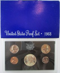 SET Of 5 COINS! Authentic 1968S PROOF SET, Uncirculated, 40 Percent SILVER Kennedy Half, United States