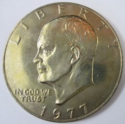 Authentic 1977P EISENHOWER DOLLAR $1.00, Copper Nickel Clad, Philadelphia Mint, Discontinued United States