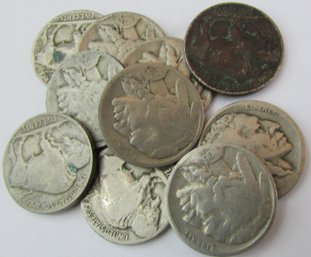 SET Of 10 COINS! Authentic BUFFALO NICKELS $.05, Discontinued United States Type Coins