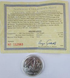 Authentic National Collector's Mint, 2004 Ground Zero Commemorative Medal, Proof .999 Silver Clad, $1 Dollar
