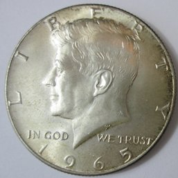 Authentic 1965P KENNEDY SILVER Half Dollar $.50, Philadelphia Mint, 40 Percent Silver, United States