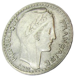 Authentic FRANCE Issue Coin, Dated 1947B, Ten 10 FRANCS, Lettered Edge, Copper Nickel Content