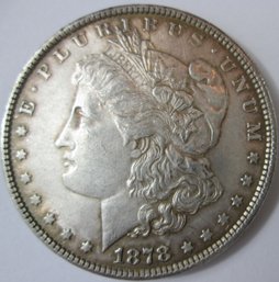 Authentic 1878P MORGAN SILVER Dollar $1.00, Philadelphia Mint, 90 Percent SILVER, Discontinued United States