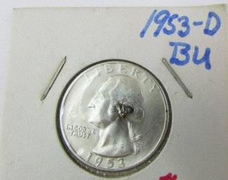 Authentic 1953D WASHINGTON QUARTER Dollar Twenty Five Cents $.25, DENVER Mint 90 Percent SILVER, United States