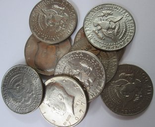 Set Of 10 Coins! Authentic KENNEDY Half Dollar $.50, Mixed Dates, Copper Nickel Clad, Discontinued