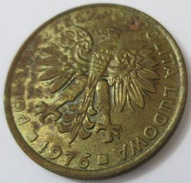 Authentic POLAND Issue Coin, Dated 1976, Two 2 Ztote Denomination, Brass Content, Discontinued Design